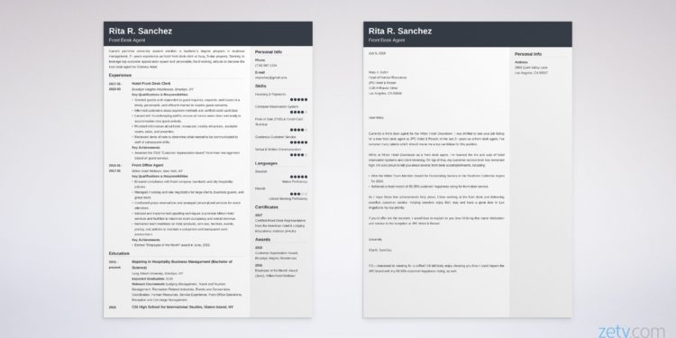 ensemble de curriculum vitae et lettre de motivation à la réception