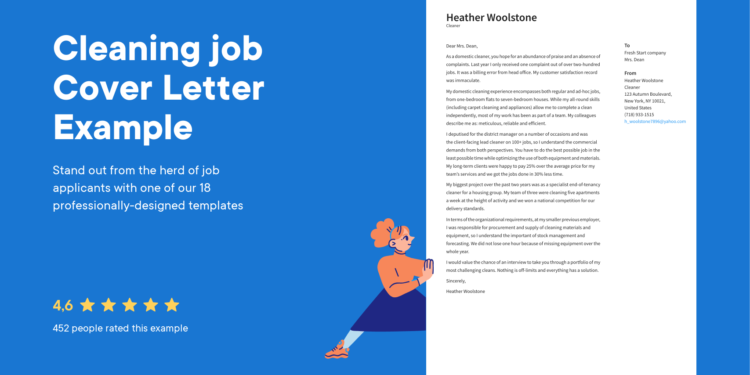 Exemples de lettres de motivation et conseils d'experts pour un travail de nettoyage [Free] · CV.io