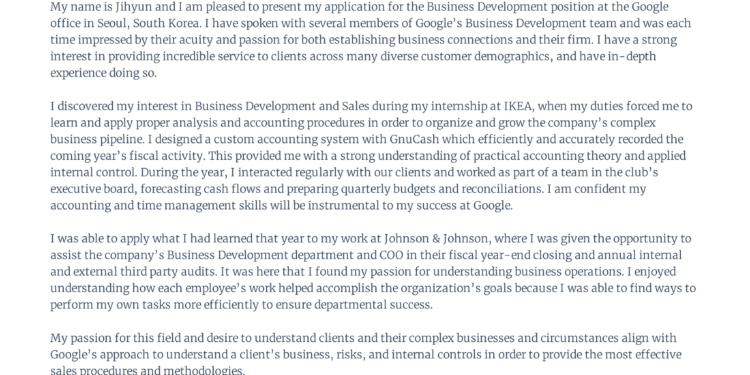 Exemple de lettre de motivation